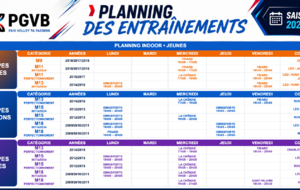 Le planning des entrainement est là !!!