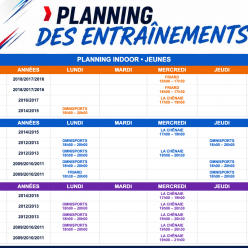 Le planning des entrainement est là !!!
